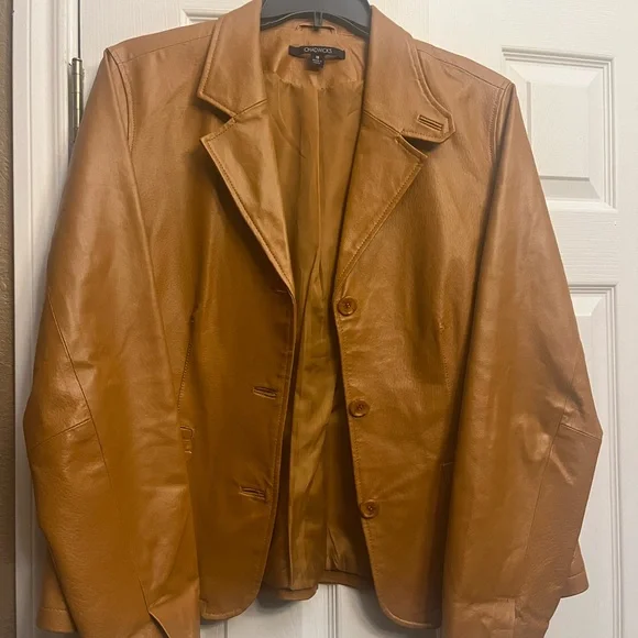 Burnt orange leather jacket size 18 or XL - Picture 3 of 5